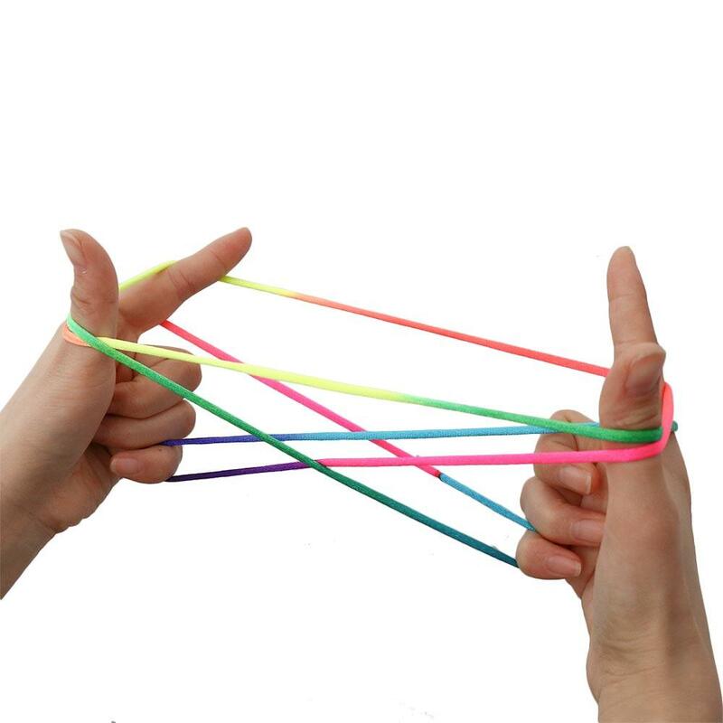 Inteligentna zabawka strunowe gry na palec gra edukacyjna kolorowy łańcuch zabawka nylonowa kolor tęczy nitka na palec