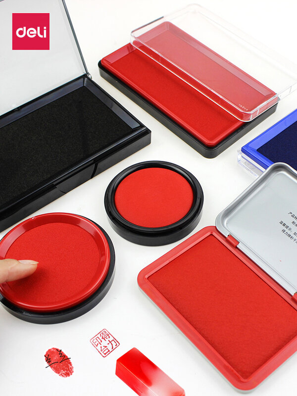 Deli 9864 9870 9874 Round Square Stamp Ink Pad 10ml 40ml Stamp Ink Red Black Blue Colors Finance Stationery Ink pad