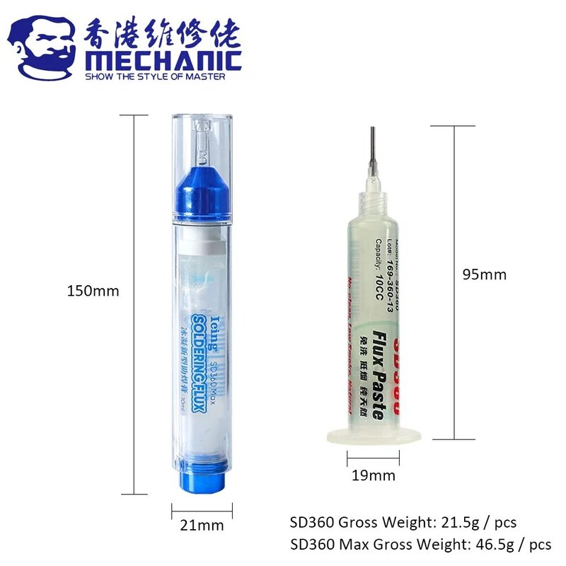 MECHANIC Icing SD360 Max 10cc No-Clean Transparent Solder Paste Welding Advanced Oil Flux For PCB SMD BGA SMT Soldering Repair