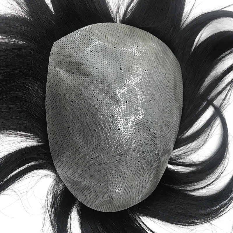Биологические Toupees для головы 4 мм-6 мм мужской парик из искусственной кожи 1B волосы капиллярный протез дышащий мужской парик индийская система человеческих волос