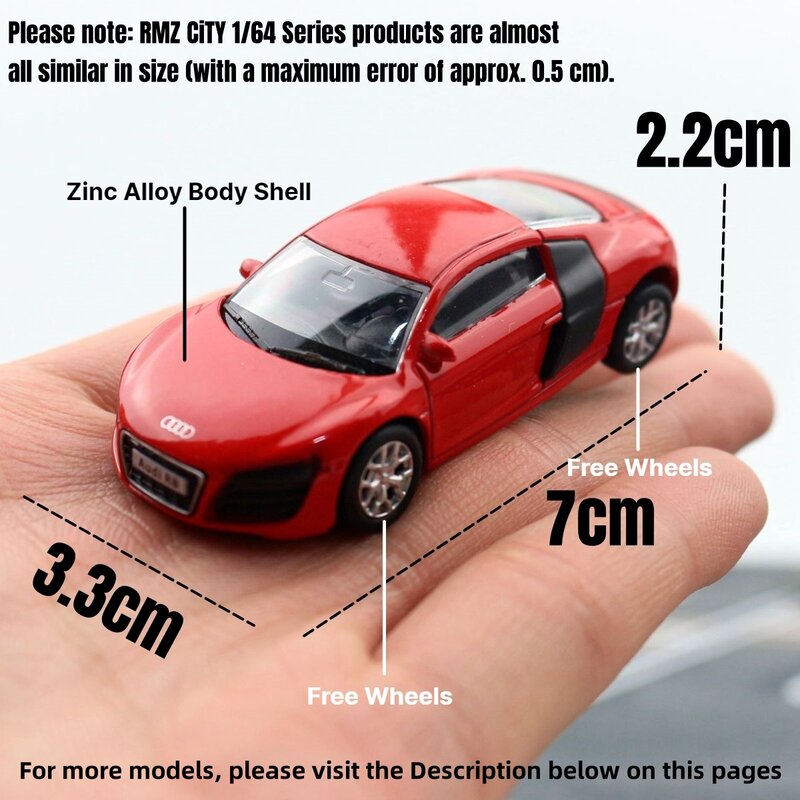 Hot Free Wheels-Miniatura RMZ City Diecast Toy Car para crianças, Metal Super Sport Vehicle, Coleção de modelos, Caixa de Presente, Premium 1:64