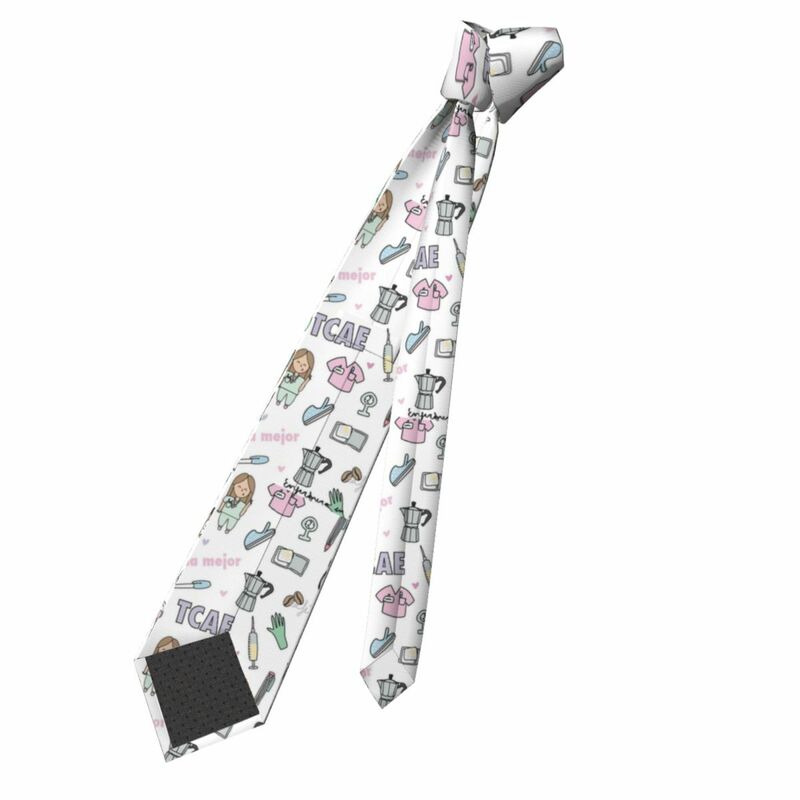 Corbata de dibujos animados personalizada para hombre, corbatas clásicas de seda para fiesta, Doctor, Enfermera, Enfermera