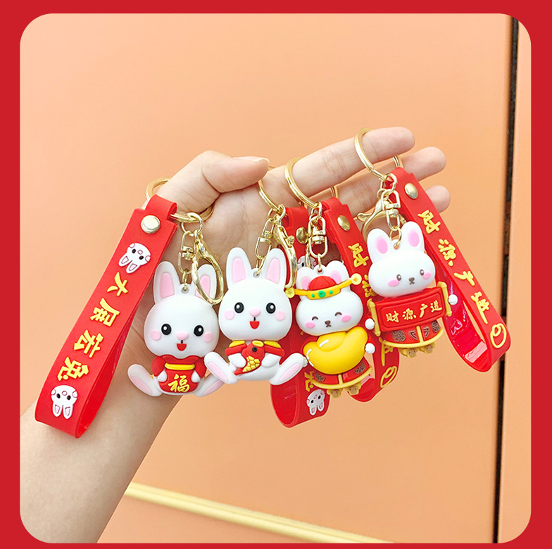 Kawaii Bag Charm Bag Accessories Keychain Car Pendant Creative Cartoon Rabbit Panda Football Toy Birthday Kid Couple Friend Gift