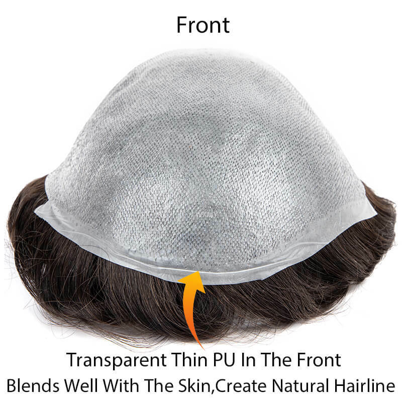 Pelle Ultra sottile parrucchino da 0.03mm per uomo capillare protesi per capelli maschili non rilevabile capelli umani naturali sistema di sostituzione della parrucca dell'uomo