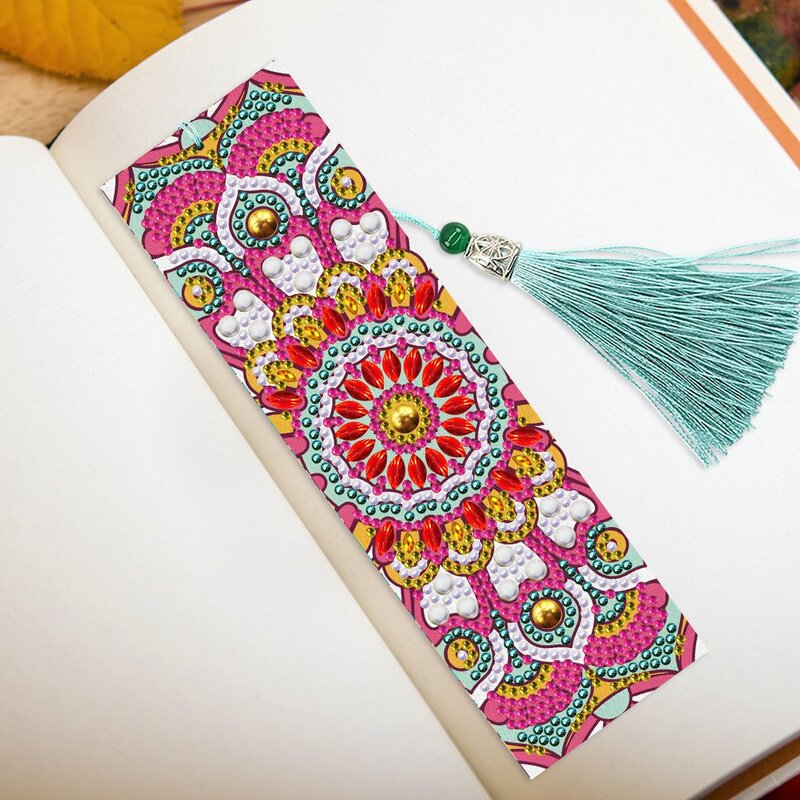 2 pieces/set DIY Mandala Diamond Painting Bookmark PU Leather Diamond Embroidery Digital Color Painting Beginner Art Bookmark