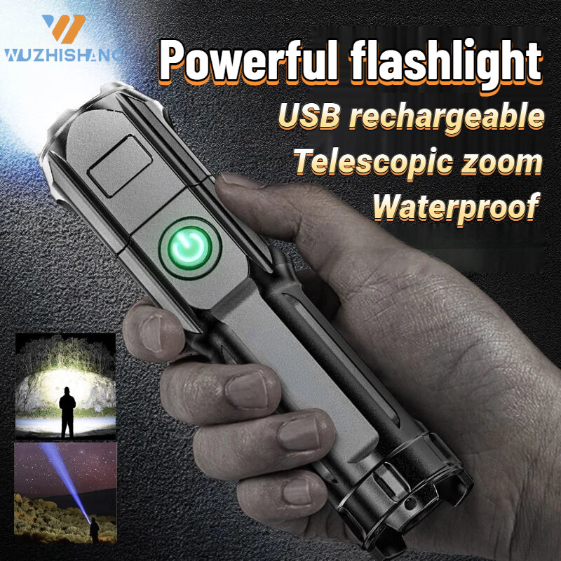 ABS Strong LED torcia portatile campeggio all'aperto lanterna da pesca notturna Flstar Fire torcia Zoom telescopica ricaricabile USB