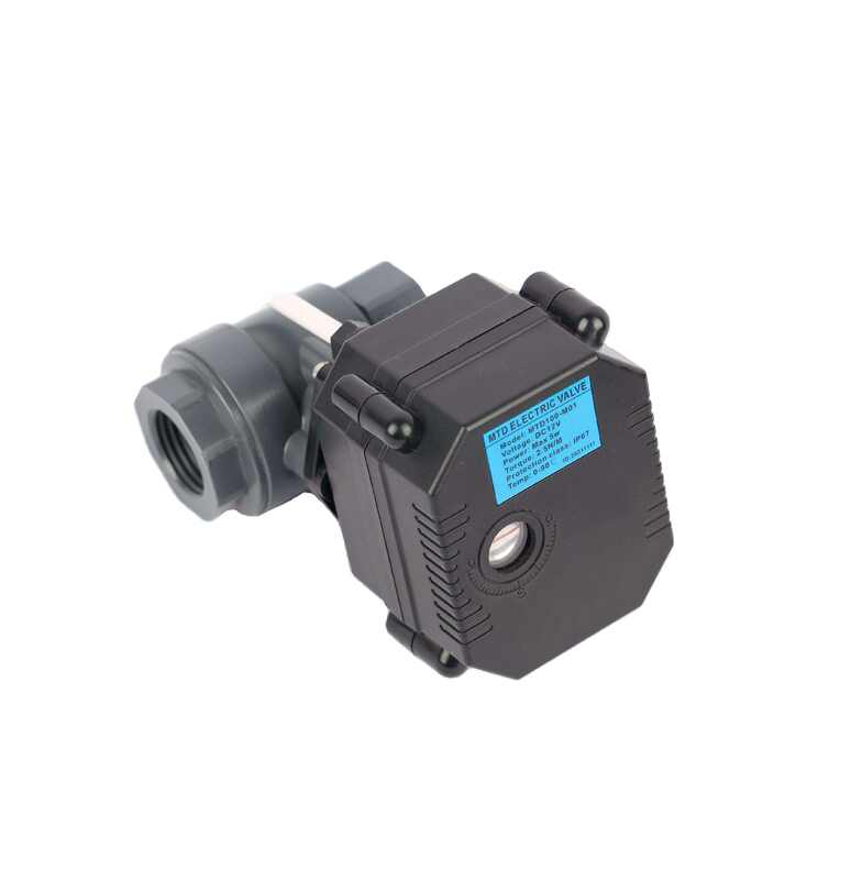 DN20 2 Way Threaded Union Valves Electric Control Mov Motor Operated PVC Ball Valve DC9-35V
