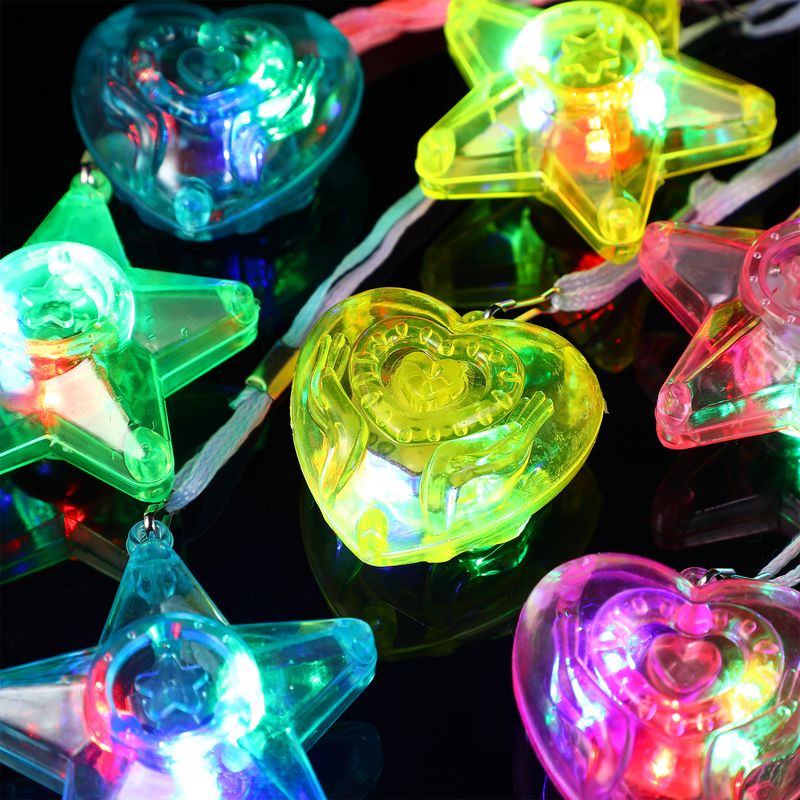 8 Pcs Light up Necklaces for Adults Backpack Decorations Heart Glow Party Pendant