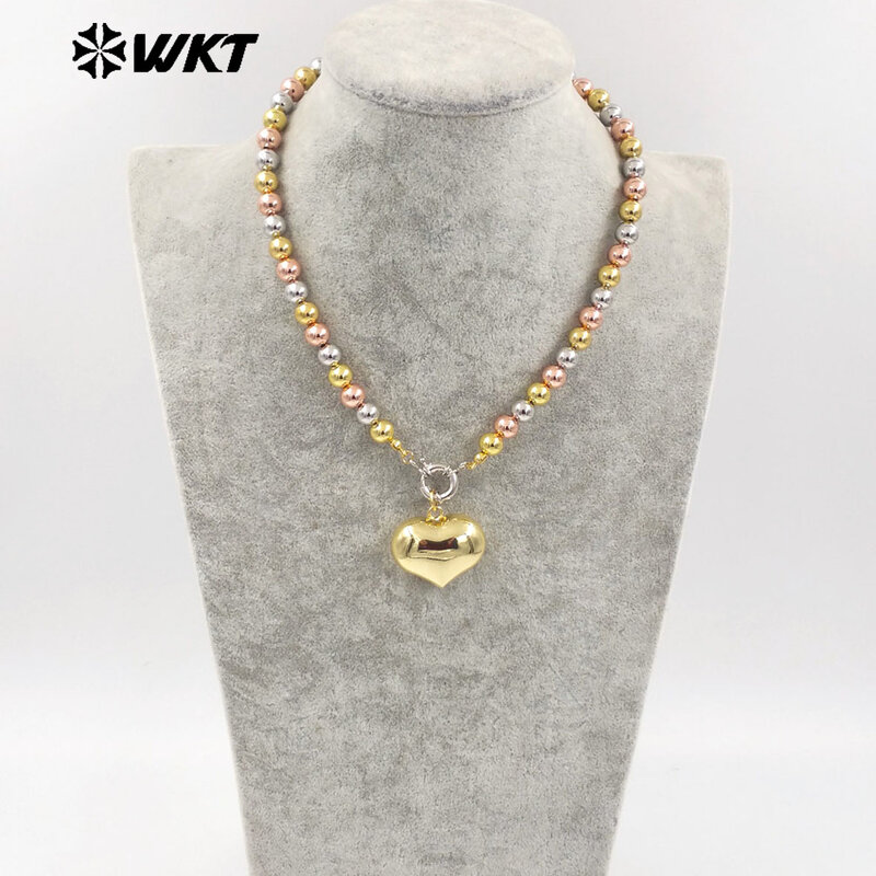 Женское уникальное модное трехцветное ожерелье из 18-каратного золота и серебра из титановой стали с кулоном в форме сердца и простой одеждой