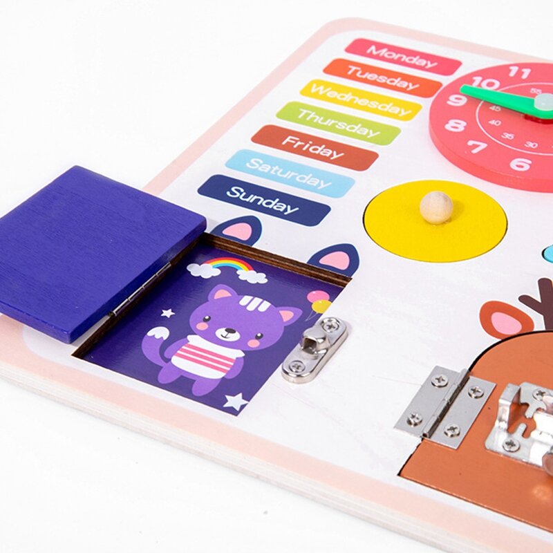 Baby Busy Board Buckle Training Game, Placa Sensorial Educacional Precoce, Kids Learning, Habilidades Básicas de Vida, Brinquedo de Ensino