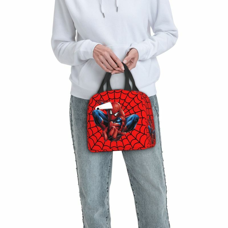 Fiambrera con aislamiento personalizado para hombre araña para mujer, bolsa de almuerzo térmica portátil, contenedor de comida para Picnic escolar, bolsas de mano