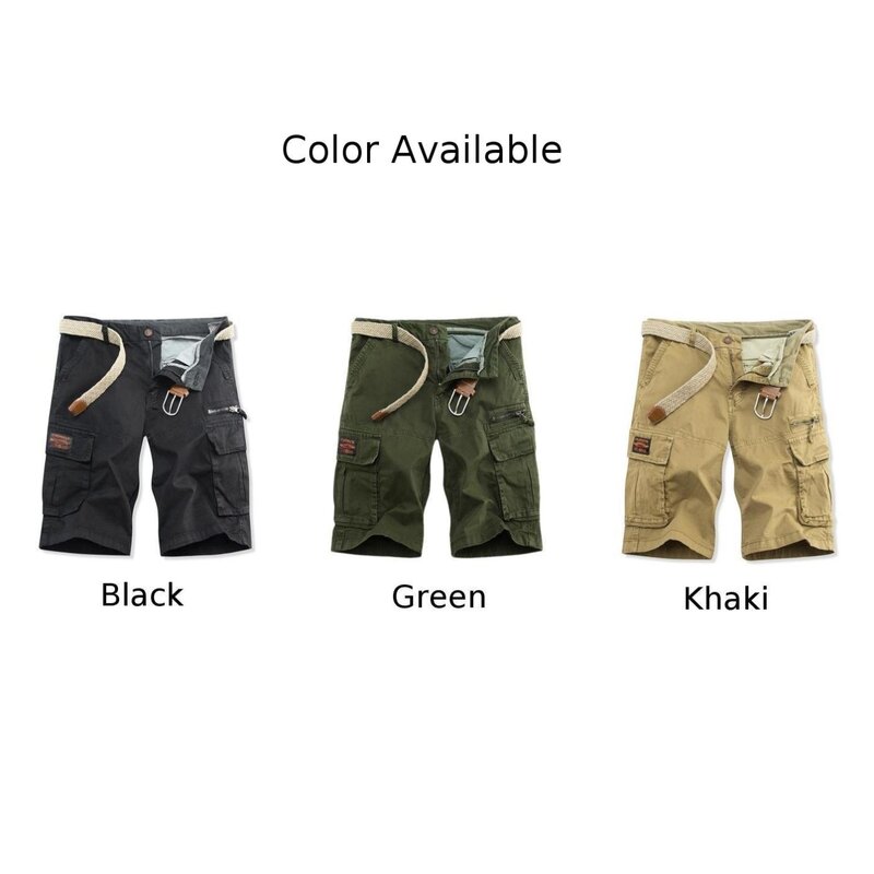 Mens Casual Pockets Shorts Cotton Cargo Work Pant  Plus Size Half Pants Summer Outdoor Multi Pocket Sports Solid Men's Capris