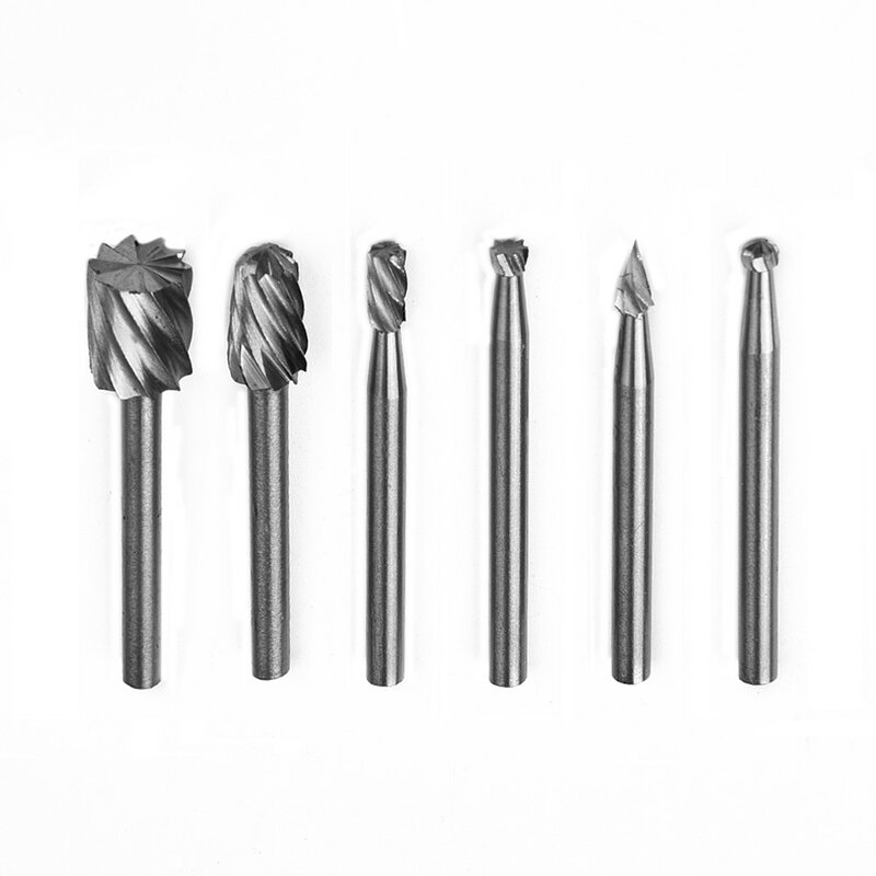 6 PCS HSS Rotary Multi Tool Burr Routing Router Drill Bit Set Mill Cutter Attachment Compatible HSS Rotary Burr Tool For Dremel