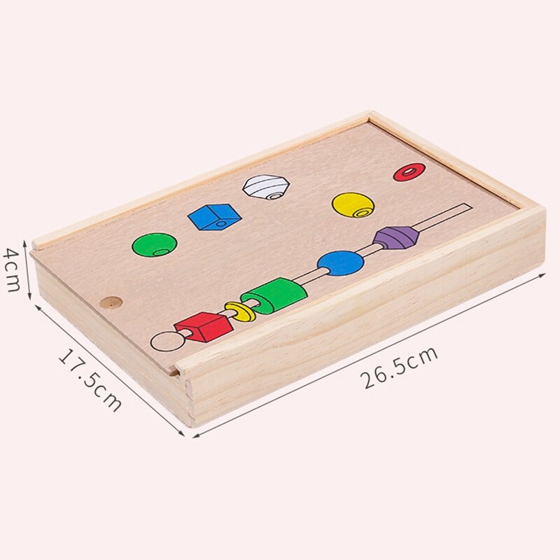 Alat bantu mengajar bayi, bentuk warna kognitif mata koordinasi mainan anak pendidikan dengan manik-manik kotak mainan Puzzle