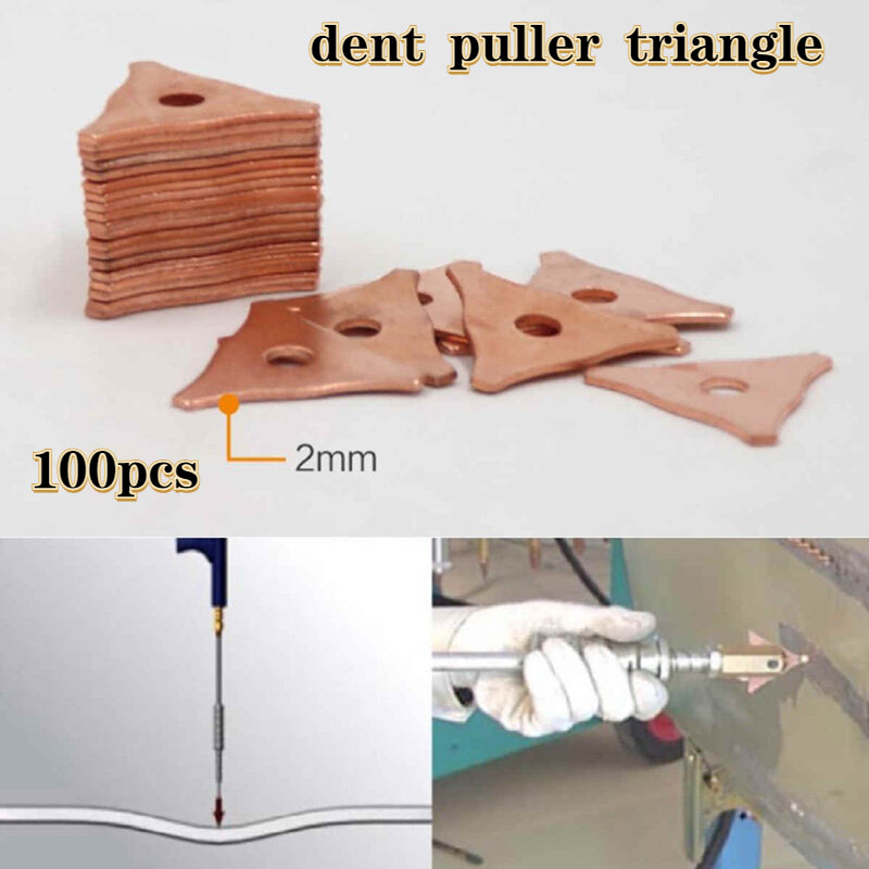 100Pcs Sheet Metal Depression Shaping Car Appearance Repair Tool Machine Dent Puller Triangle Accessory Welding Pad Pull Ring