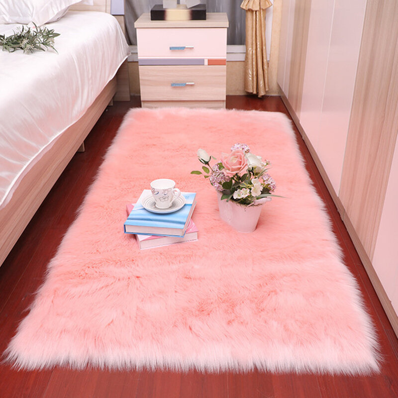 2023New Plush Soft Sheepskin Bedroom Carpet Imitation Bedside Mat Living Room Rug Sofa Cushion White Rugs Living Room Fur Carpet