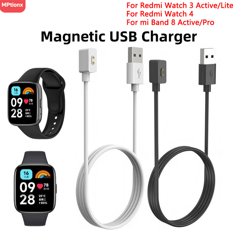 Kabel pengisian daya cepat, untuk Redmi Watch 4 magnetik USB kabel pengisian daya untuk Redmi Watch 3 Active Lite/Watch2/Mi 8 pengisi daya