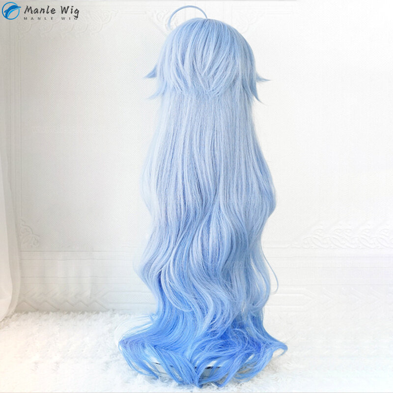 90cm Ganyu Genshin Wig  Ganyu Cosplay Wig Blue Gradient Curly Hair Heat Resistant  Anime Cosplay Wigs  + Wig Cap