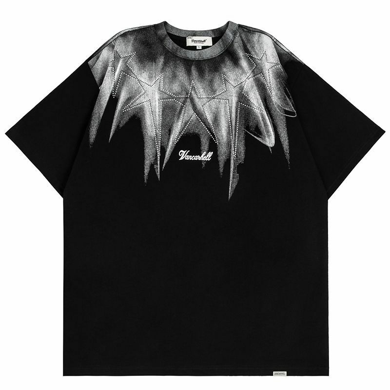 American High Street Gothic Muster druck Kurzarm T-Shirt Männer und Frauen Sommer Overs ize vielseitige Freizeit kleidung y2k