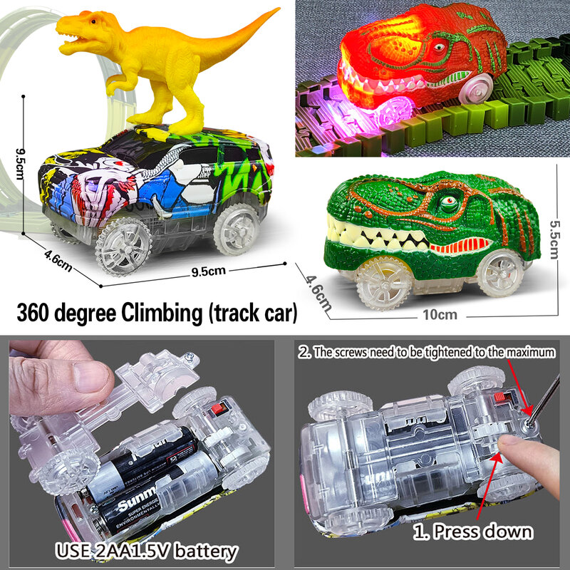 Juego de pista de dinosaurios de escalada, juguete de pista Flexible, coche de juguete para niño, el mejor regalo, 139 Uds.