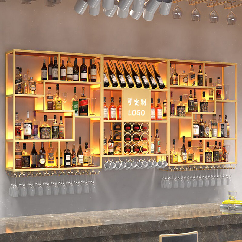 Display Lagerung Weins chränke moderne Wand montiert einzigartige Cocktail Weins chränke Schnaps Metall Crema lheira de Vinho Club Möbel