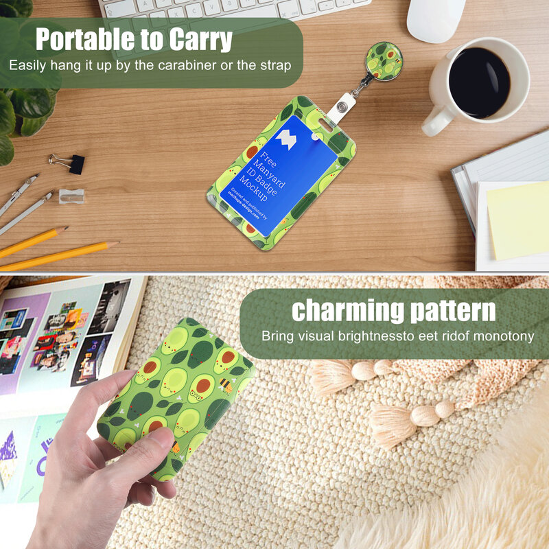 Green Stable Fixation Card Holder – Delicate Pattern And Non-sliding Work ID Card Holder Cartoon