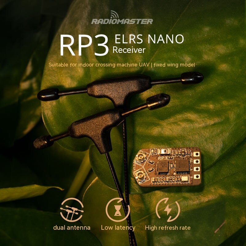 Radiomaster Rp3 Receiver Elrs3.0 High Sensitivity, Low Delay, High Refresh Rate Dual Antenna For Long-distance Navigation
