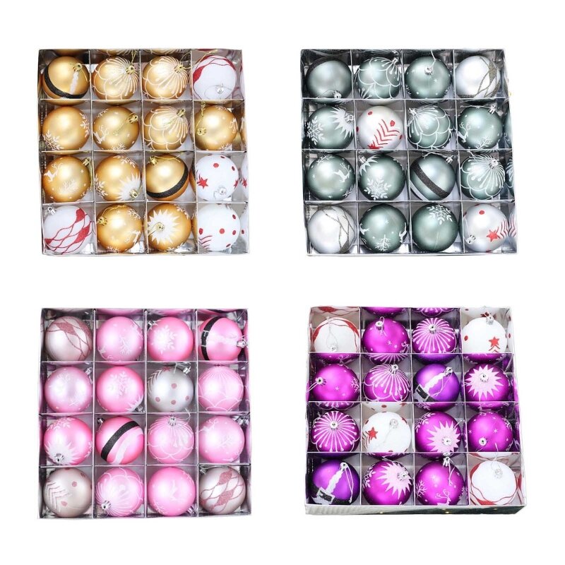Y1UU Set of 16 Christmas Balls Ornaments Shatterproof Bauble for Festive Atmospheres