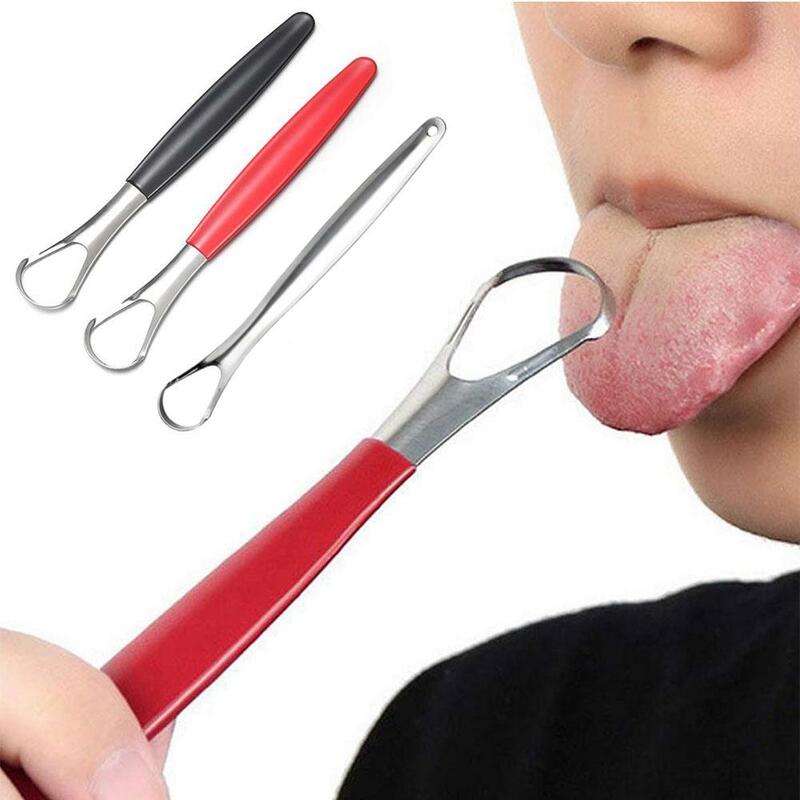 Raspador de lengua de grado quirúrgico para adultos, cepillo inoxidable para eliminar el mal aliento, herramienta Dental de Metal, raspador de lengua X7W8