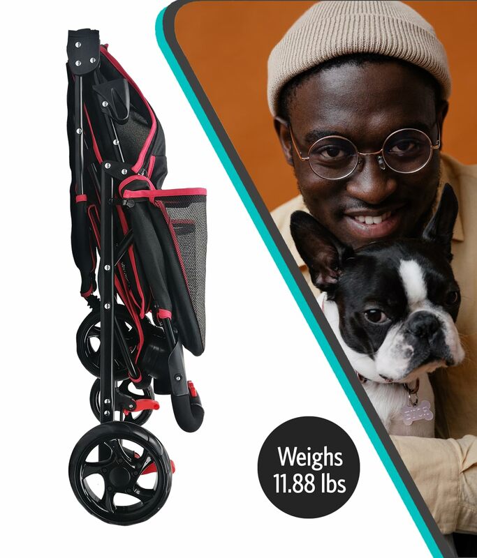 Черная Складная коляска для домашних животных: удобная и Мобильная для удобной переноски кошек и собак
