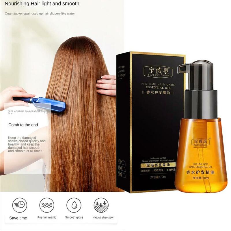 Olio essenziale per la cura dei capelli 70ml olio per capelli ricci idratante capelli secchi migliora crespi riparazione capelli Sheen capelli nutrienti E5l6