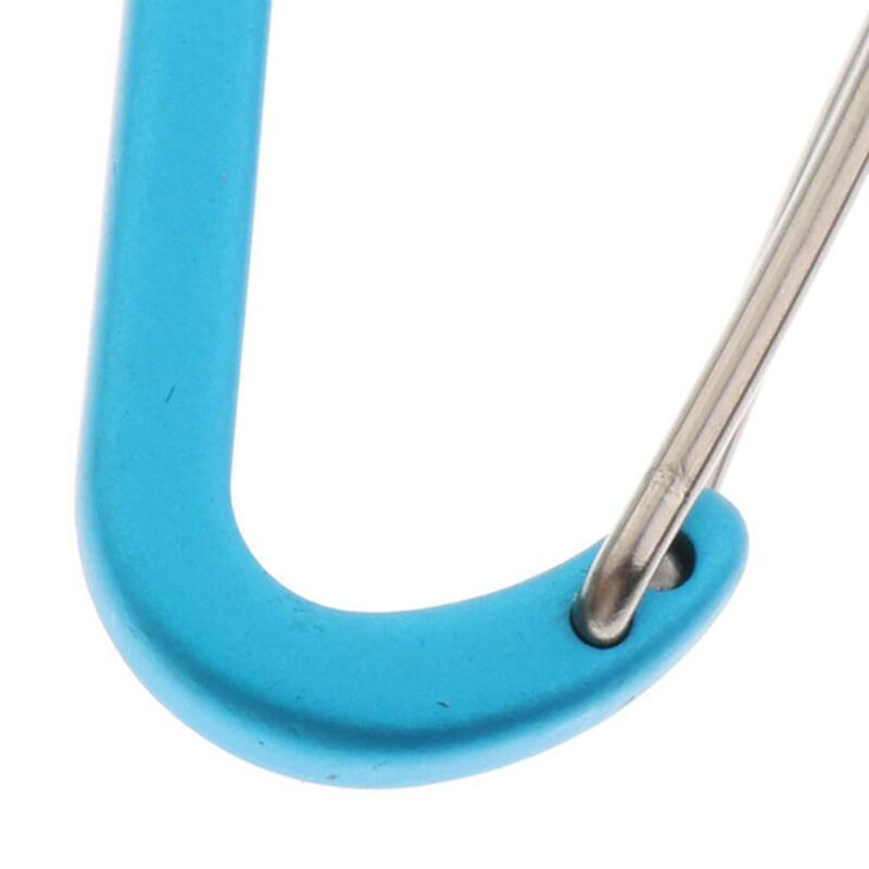 Mini mosquetón de aleación de aluminio para exteriores, forma de D, dibujo rápido, esmerilado, color azul claro, 2/3/5
