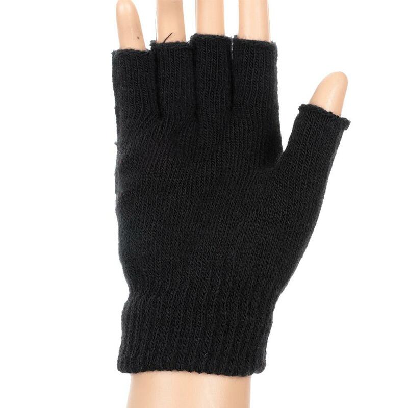 Утепленные плотные тянущиеся эластичные перчатки для мужчин, 1 пара, черные перчатки на полпальца, вязаные перчатки, варежки, перчатки без пальцев