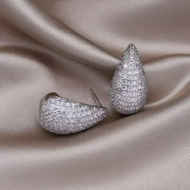 Korea 'S Nieuwe Design Mode-Sieraden Luxe Zirkoon Waterdruppel Oorbellen Elegante Dames Bruiloft Feest Accessoires