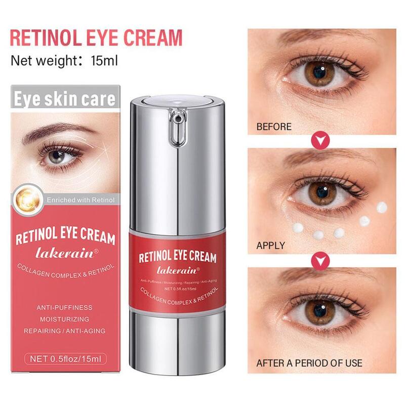 Retinol Anti-rugas Eye Cream, remover sacos oculares, círculos escuros, Anti-Puffiness, iluminar, clareamento, hidratante, beleza, cuidados com a pele do olho