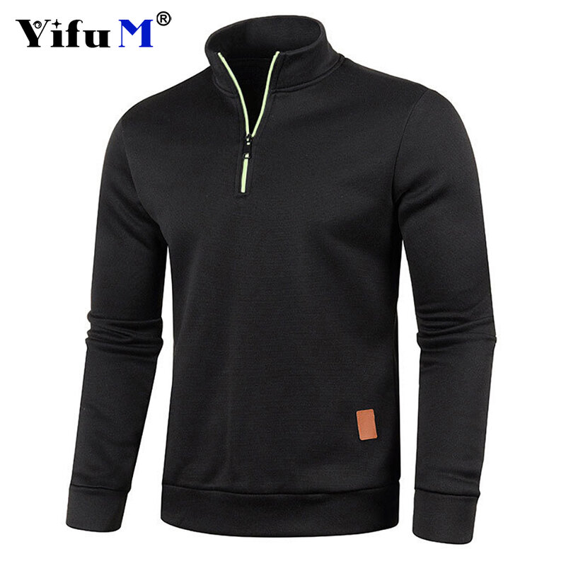 Men Sweatshirts Spring Thicker Pullover Half Zipper Pullover for Male Hoody Outdoor Sweatshir Solid Color Turtleneck Sweater 5XL