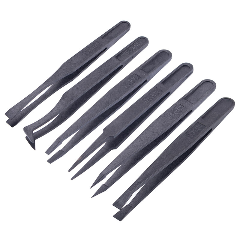 1pc Carbon Fiber Anti-static Black Carbon Fibre Tweezers For General Cosmetic Purposes Workshop Equipment Hand Tools Pliers