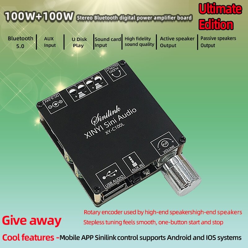 XY-C100L HIFI 100 wx2 Bluetooth 5.0 scheda amplificatore Stereo digitale ad alta potenza AUX amplificatore USB Home Theater
