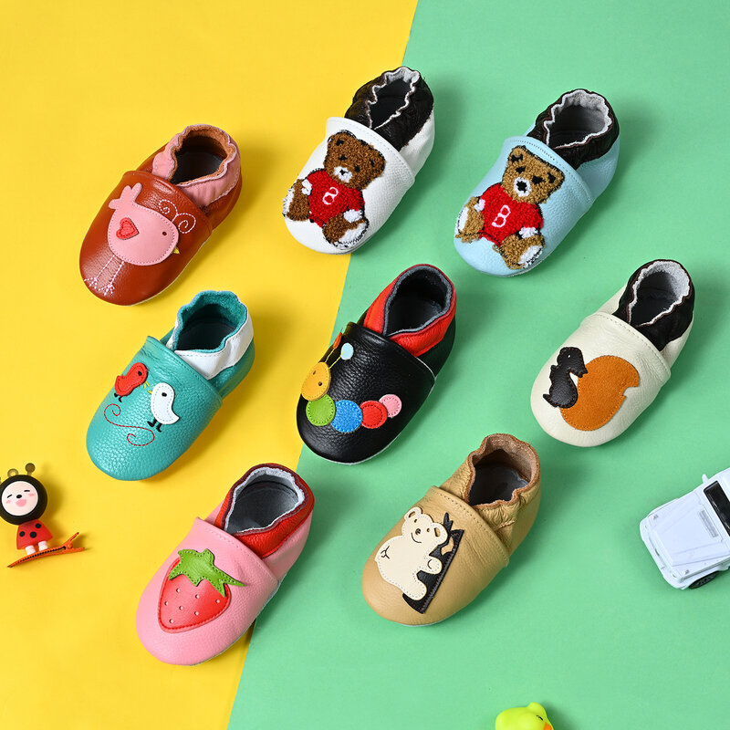 Zapatos de bebé recién nacido, sandalias suaves de cuero de vaca, primeros pasos, informales