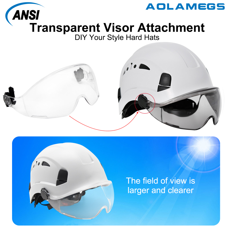 안전모 고글 바이저와 건설 안전 헬멧, 고품질 ABS 하드 모자 라이트 ANSI 산업 작업 헤드 보호 구조 CR08