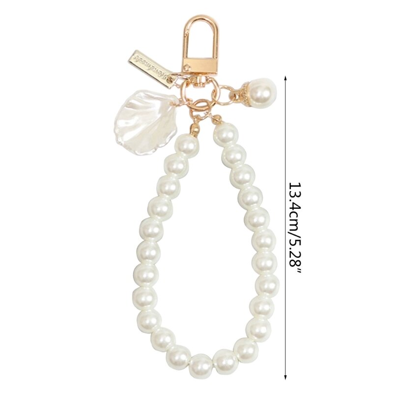 Pearl-Phone Chain Creative-Heart Keychain Pendant-Charms Car Keyring Hanging Ornament for Handbag Purse-Decoration