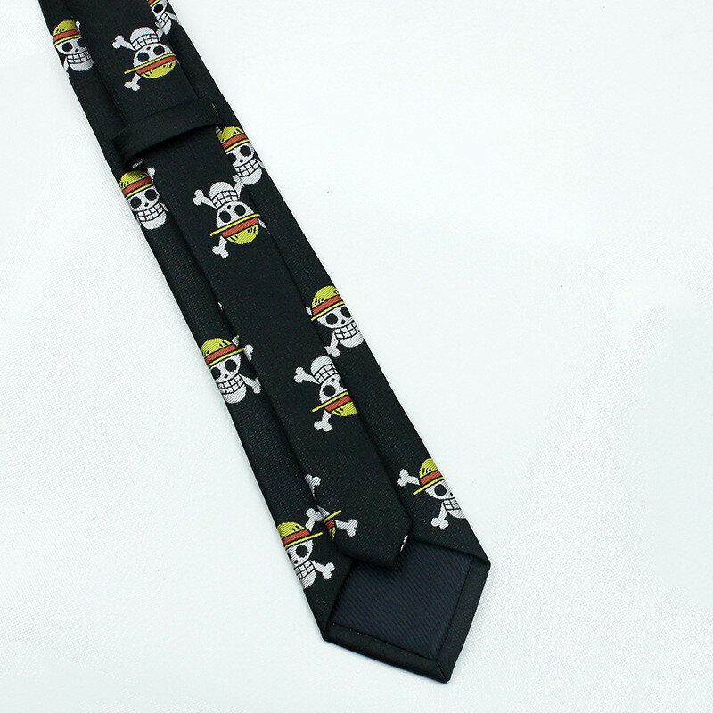 Corbata de cuello de Anime de una pieza para hombres y mujeres, corbata delgada de seda de poliéster, Cosplay de Calavera, accesorios de fiesta, regalo de personalidad