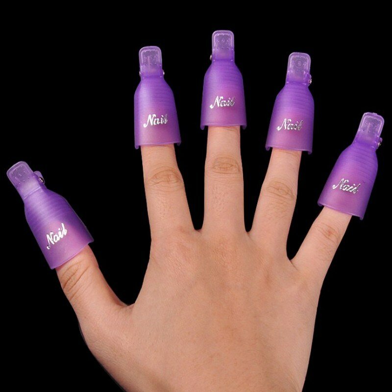 Clip de tapa de plástico acrílico para uñas, removedor de esmalte de Gel UV, envoltura de esmalte de Gel, tapa de remojo, herramienta de envoltura, puntas de Arte de uñas, 10 piezas