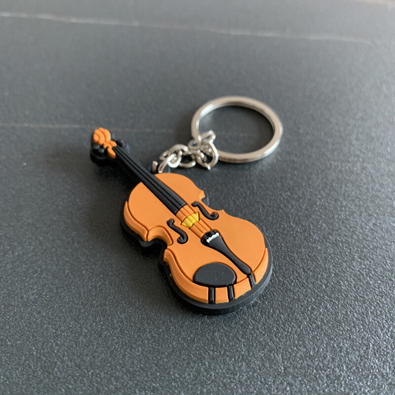 New Musical Instrument Silicone Guitar PVC Soft Keychain Cartoon Small Gift Pendant