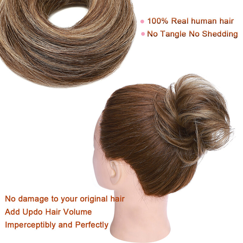 SEGO 100% человеческие волосы в пучок, резинки для волос, Пончик шиньон, удлинители волос, накладной хвост, Реми, прямые и вьющиеся волосы