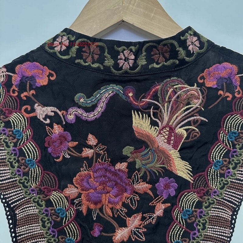 Chal vintage chino, capa nacional con bordado de flores, accesorios tradicionales hanfu, chaleco folclórico, chaqueta sin mangas, 2024