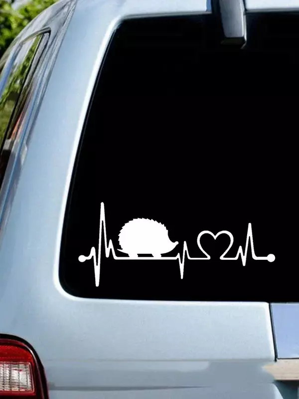 Naklejka samochodowa jeż z wycięciem bicia serca winylowa tablica naścienna wodoodporne automatyczne dekory na tylnej szybie zderzaka karoseria, 20CM