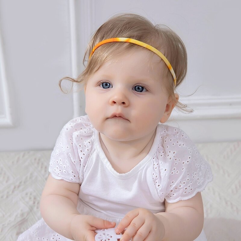 Akcesoria dla dzieci dla nowonarodzonych maluchów Baby Girl Boy opaski na głowę gumki nylonowe opaski do włosów farbowane 10 sztuk/zestaw losowe nakrycia głowy