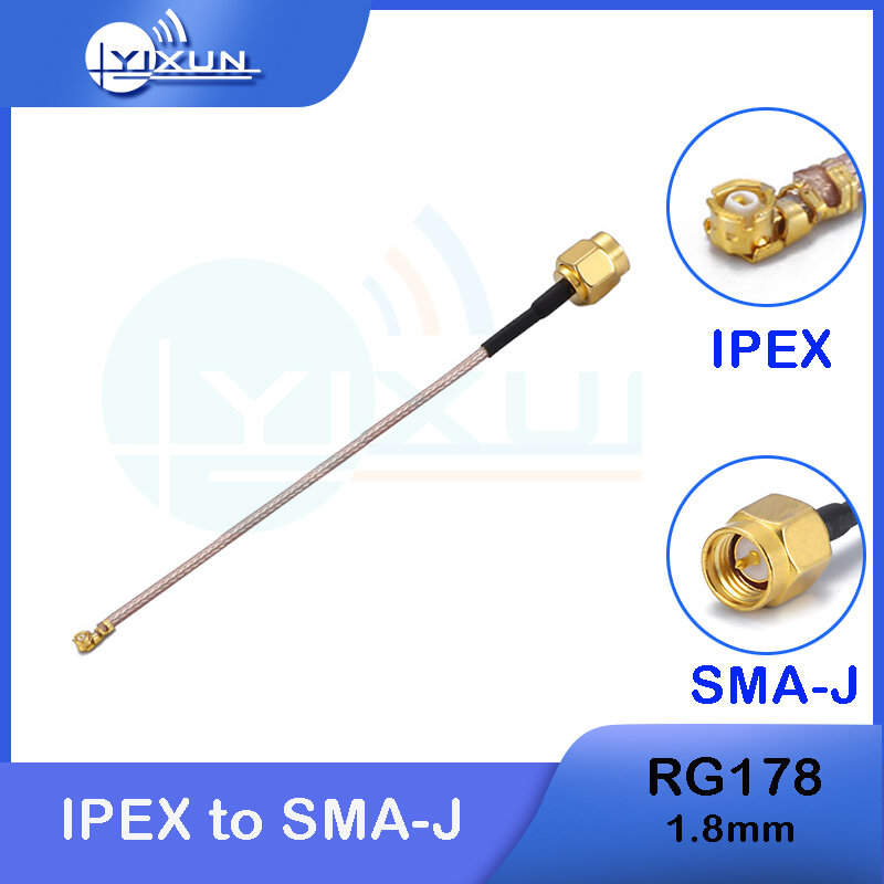 2 قطعة RG178 IPEX إلى SMA ذكر RF المشارك محوري كابل SMA-J إلى uFL/u.FL/IPX/IPEX-1 أنثى محول ضفيرة LTE MINI PCIE واي فاي هوائي تحويلة