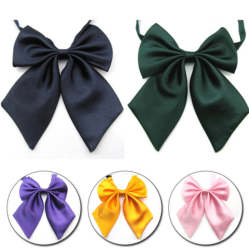 Classic Bowtie Tie For Women Girls Solid Color Adjustable Bow Tie Girl Student Hotel Clerk Waitress Neck Wear Bow Ties